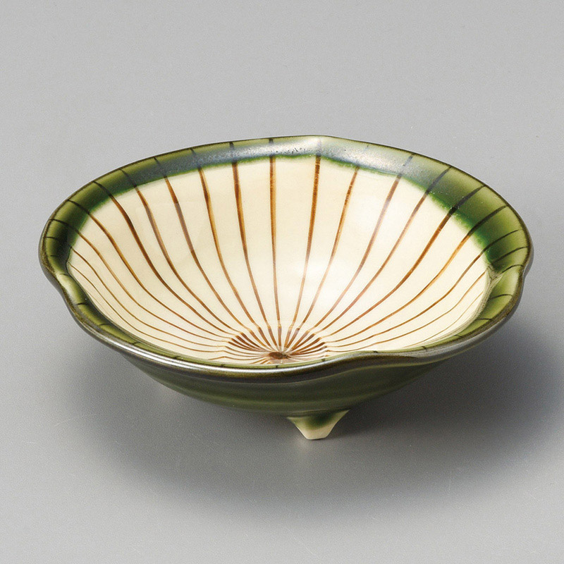 山万 11518-570 織部内筋足付3.3鉢 1個(ご注文単位1個)【直送品】