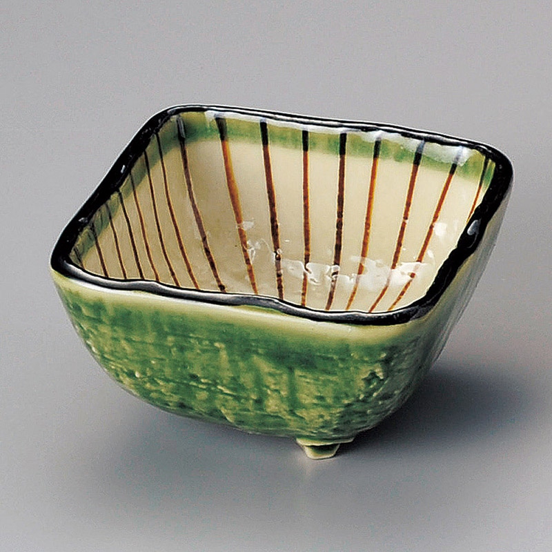 山万 11613-570 織部内筋三ツ足角鉢(小)  1個（ご注文単位1個）【直送品】