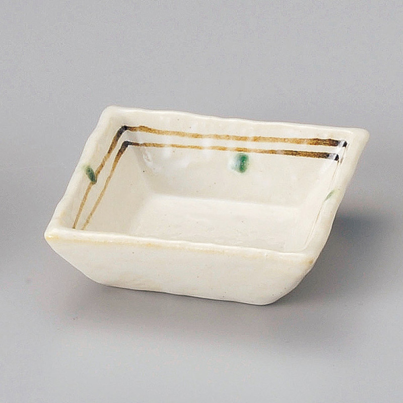 山万 12210-100 茶ラインオリベ点正角皿(小) 1個(ご注文単位1個)【直送品】