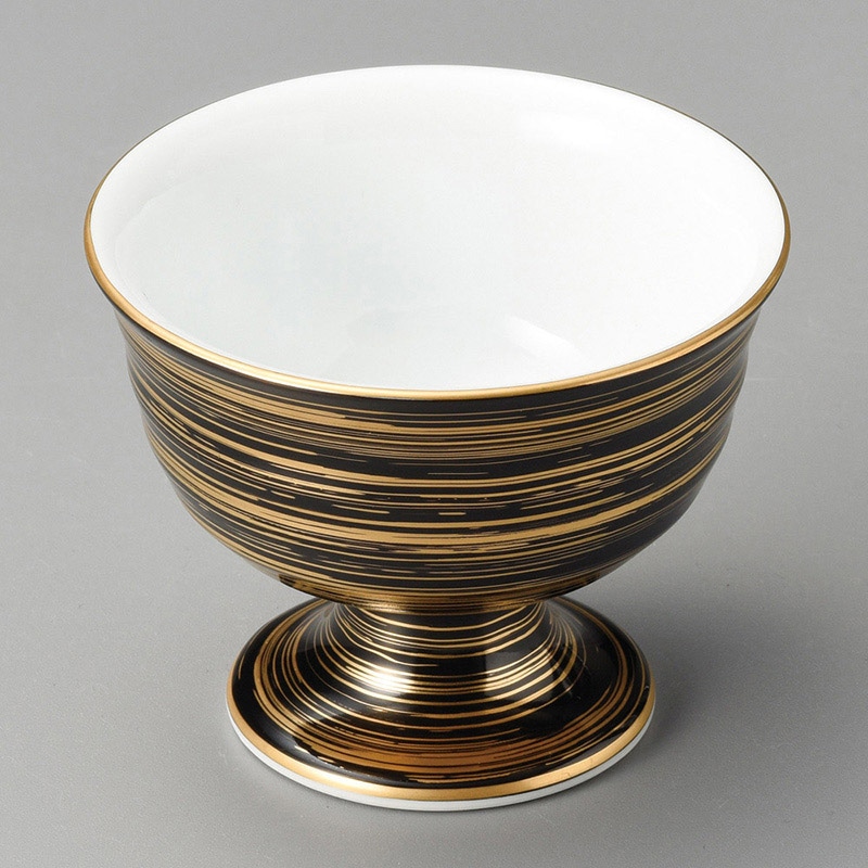山万 12002-430 黒金渦高台小鉢 1個(ご注文単位1個)【直送品】