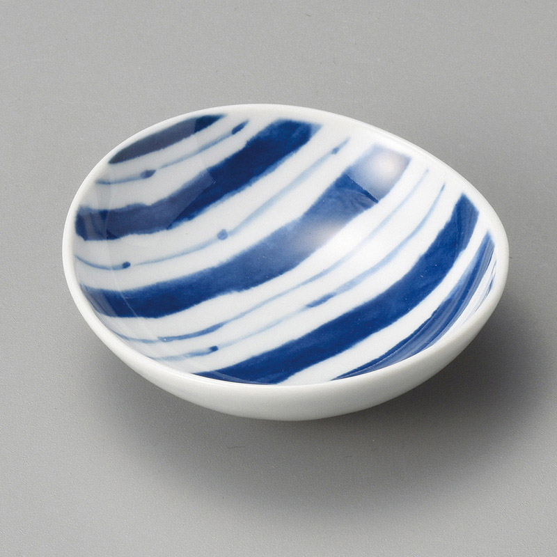 山万 12327-730 縞十草楕円小付(有田焼) 1個(ご注文単位1個)【直送品】