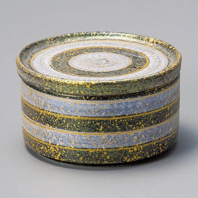山万 12604-450 黒耀青緑金散し蓋物 大 1個(ご注文単位1個)【直送品】