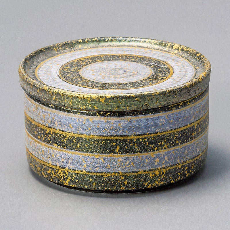 山万 12605-450 黒耀青緑金散し蓋物 中 1個(ご注文単位1個)【直送品】