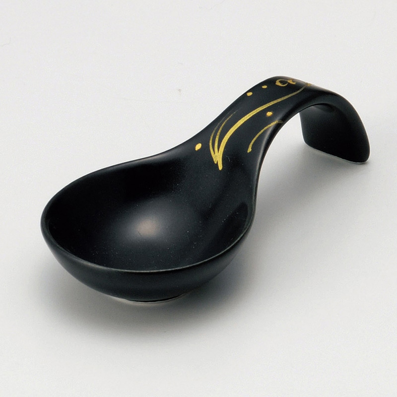 山万 12826-450 黒釉波画置き珍味 1個(ご注文単位1個)【直送品】