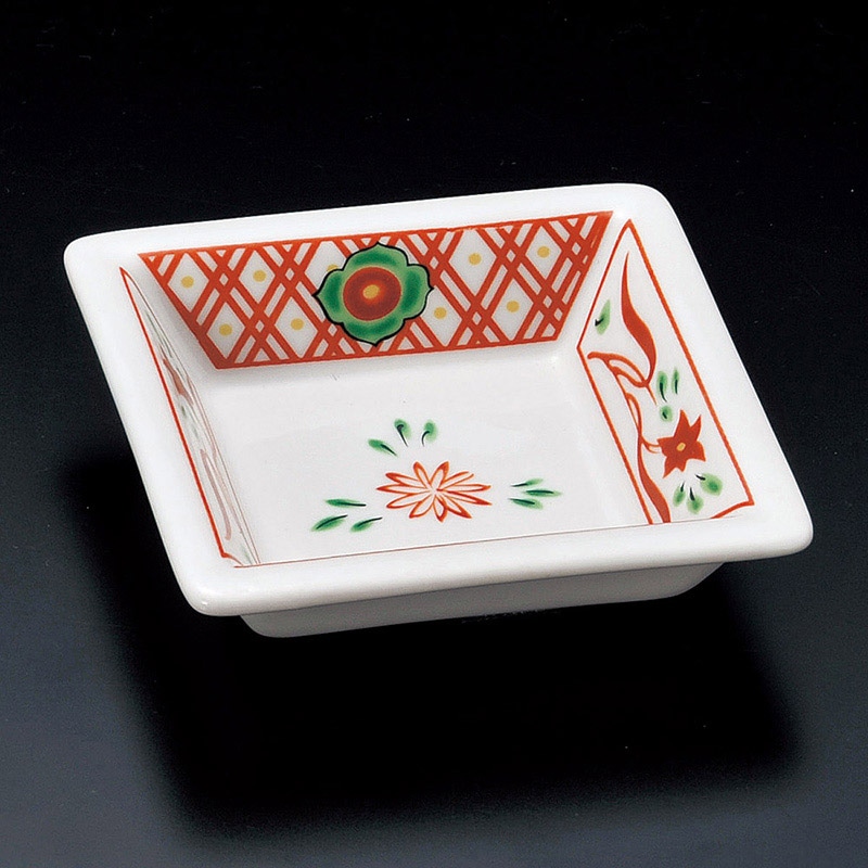 山万 14626-180 赤絵万歴四角鉢  1個（ご注文単位1個）【直送品】