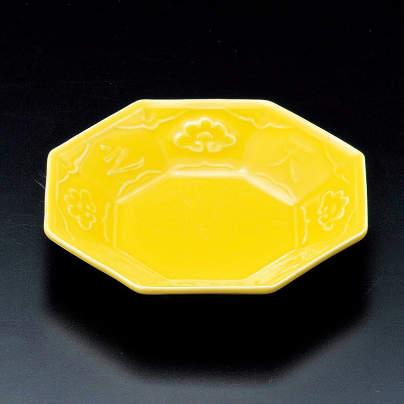 山万 14910-180 黄釉八角皿 1個(ご注文単位1個)【直送品】
