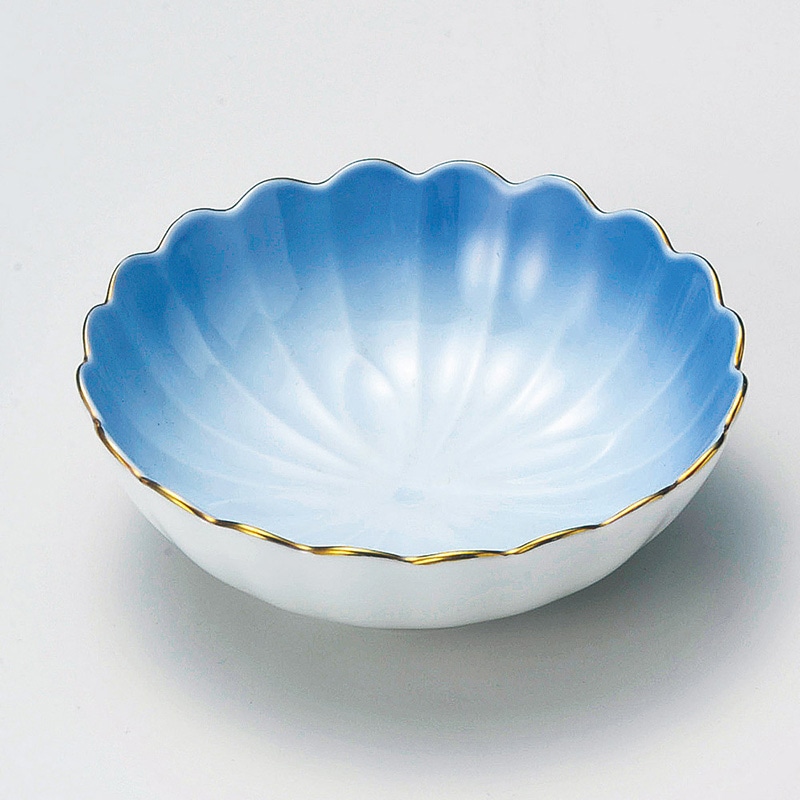 山万 15002-180 渕金コバルト菊型鉢  1個（ご注文単位1個）【直送品】