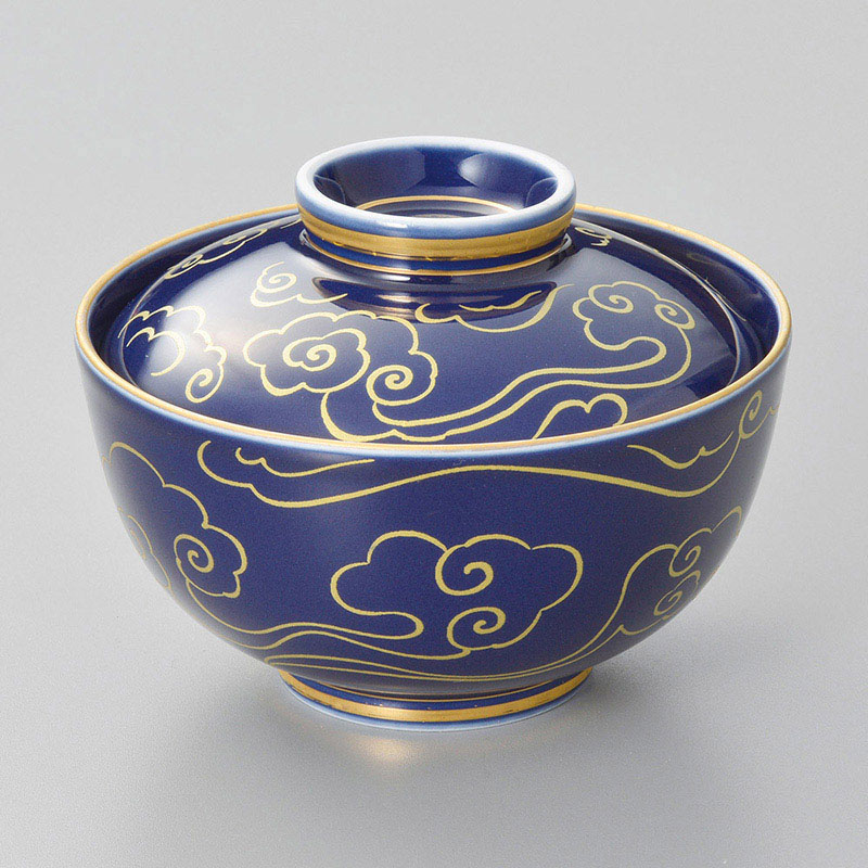 山万 15818-450 ルリ釉 瑞雲蓋向 (中) 1個（ご注文単位1個）【直送品】