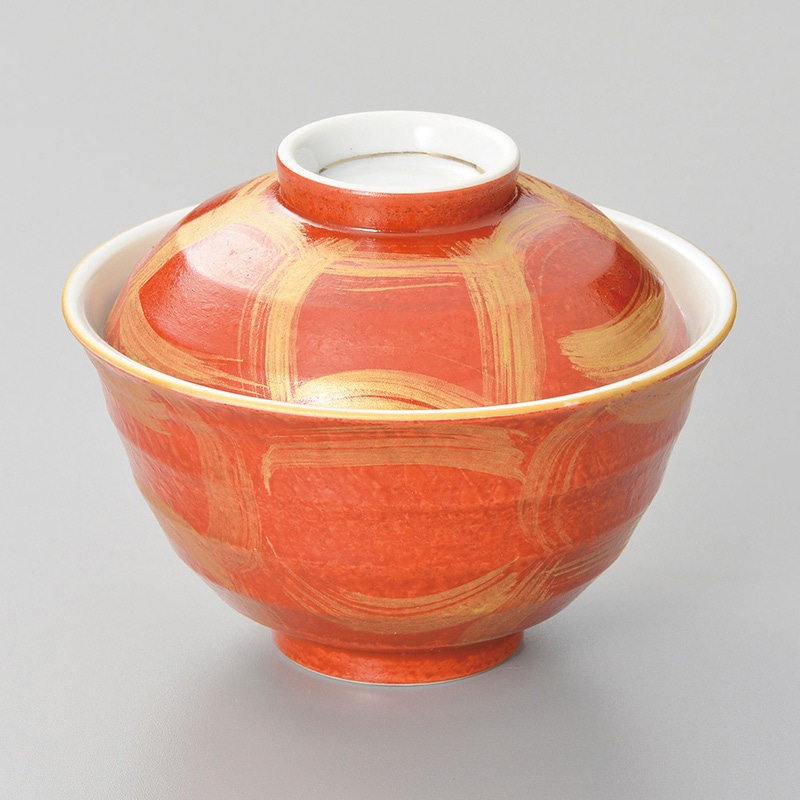 山万 15708-470 朱巻金彩北野円菓子碗  1個（ご注文単位1個）【直送品】
