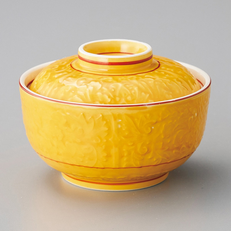 山万 15709-470 黄巻唐草彫煮物碗  1個（ご注文単位1個）【直送品】