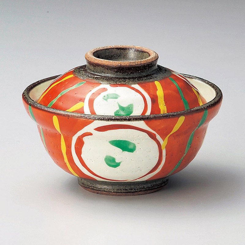 山万 15921-130 赤絵丸紋小蓋向  1個（ご注文単位1個）【直送品】