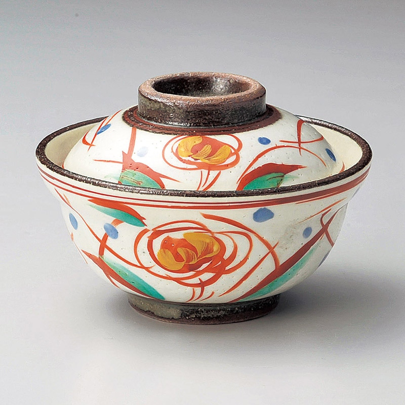 山万 15922-130 赤絵草紋小蓋向  1個（ご注文単位1個）【直送品】