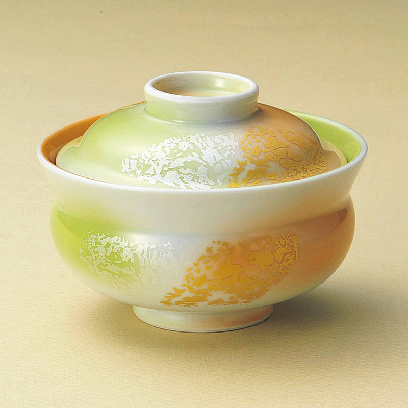 山万 15912-730 緋黄吹金銀彩 反小蓋物(有田焼 1個（ご注文単位1個）【直送品】