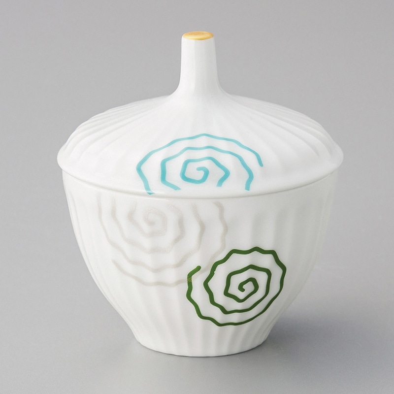 山万 16105-450 白磁渦紋小蓋物  1個（ご注文単位1個）【直送品】