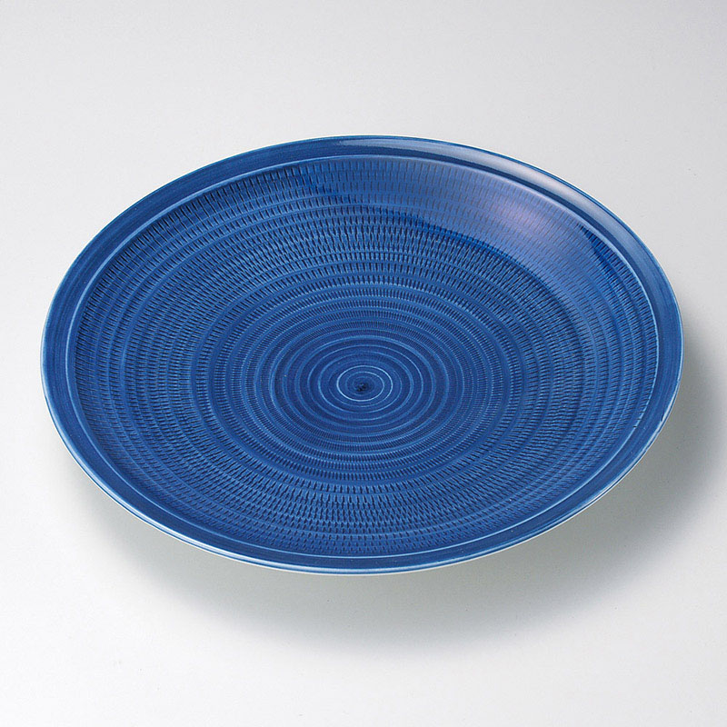 山万 17034-730 呉須トチリ円渕13号皿(有田焼 1個（ご注文単位1個）【直送品】