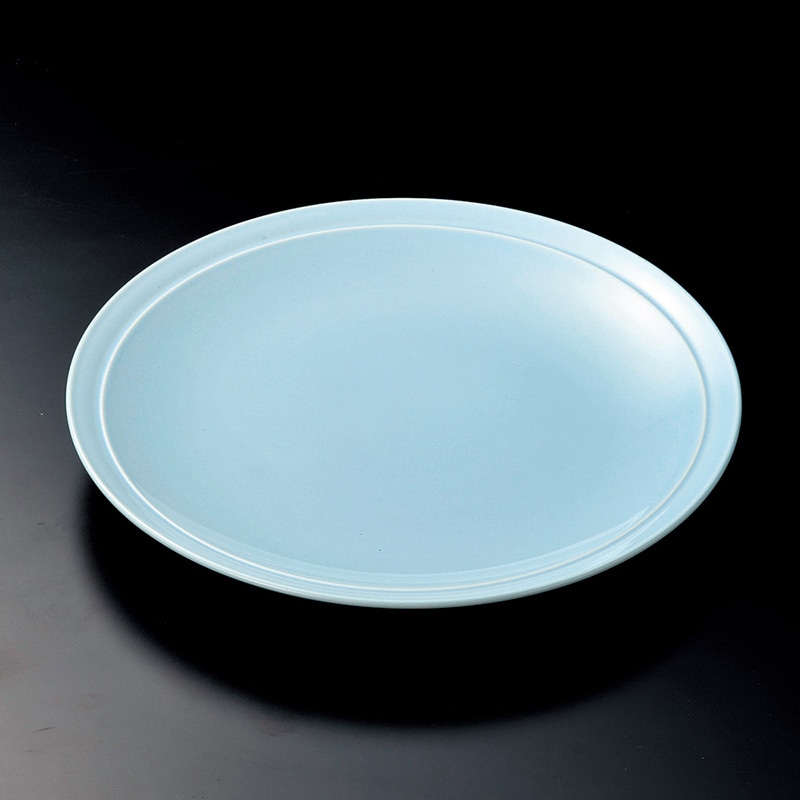 山万 17216-650 青地高台皿11号(萬古焼)  1個（ご注文単位1個）【直送品】
