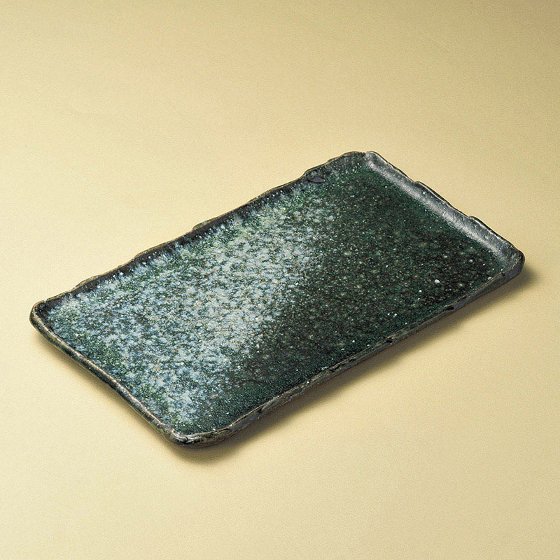 山万 18211-660 ビードロ窯変13.3長角皿 信 1個（ご注文単位1個）【直送品】