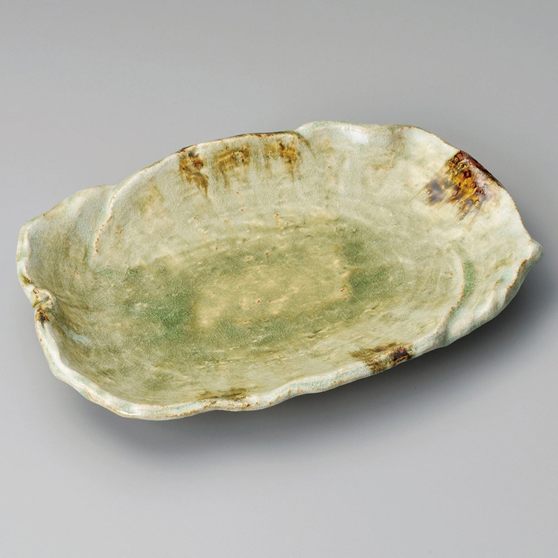 山万 18310-640 砂ビードロ12号変形皿(萬古焼 1個（ご注文単位1個）【直送品】