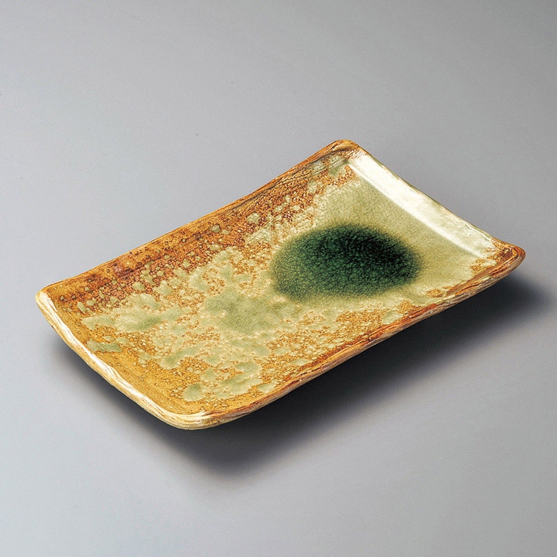 山万 18409-660 灰釉足付長角皿(信楽焼)  1個（ご注文単位1個）【直送品】