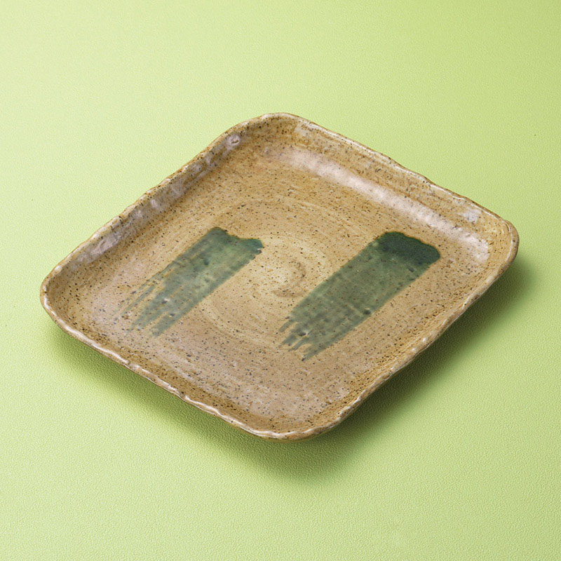 山万 18715-310 黄瀬戸オリベ四角大皿  1個（ご注文単位1個）【直送品】