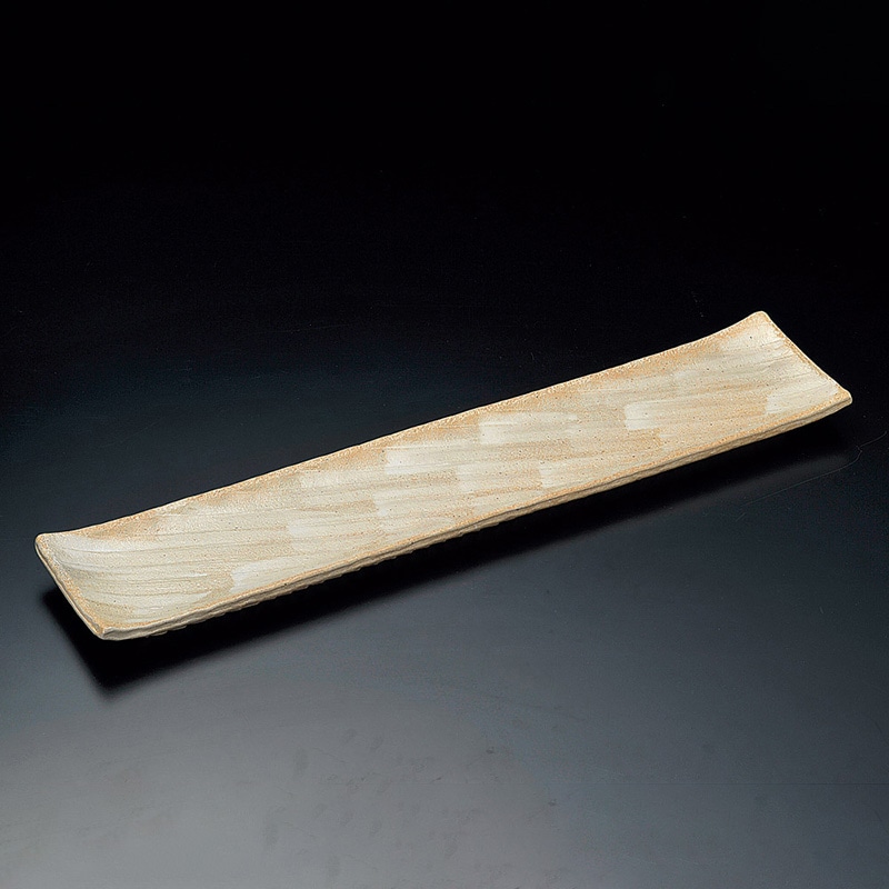 山万 19101-650 志野釉 手造り14号長盛皿 1個（ご注文単位1個）【直送品】