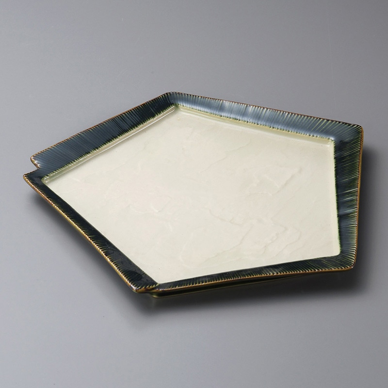 山万 27516-450 千段織部角変形皿(大) 1個(ご注文単位1個)【直送品】