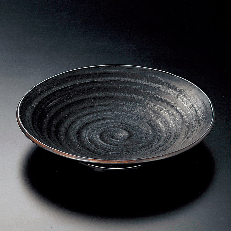 山万 19520-270 黒水晶荒引大皿  1個（ご注文単位1個）【直送品】