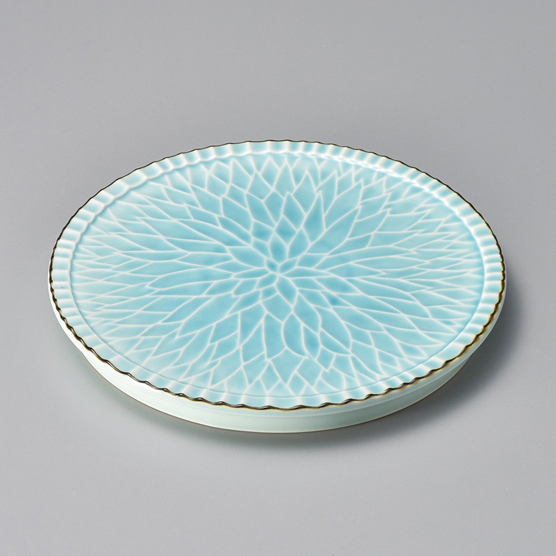 山万 20023-140 マリンブルーダリア彫皿  1個（ご注文単位1個）【直送品】