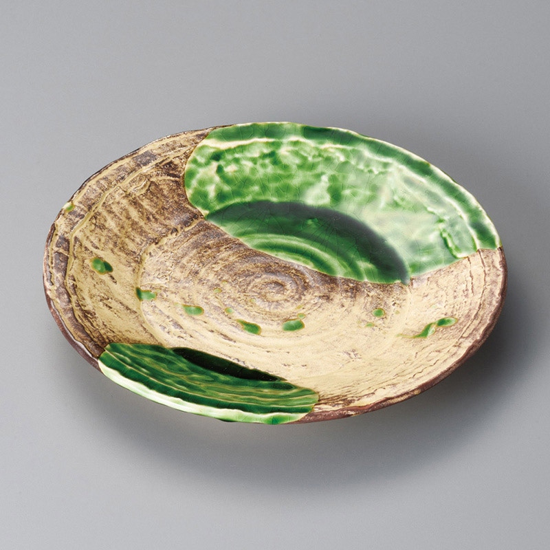 山万 20120-550 錆釉ヒワ流8.0丸皿  1個（ご注文単位1個）【直送品】