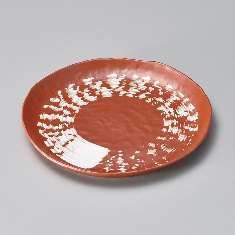 山万 20508-580 朱白刷毛8.0プレート  1個（ご注文単位1個）【直送品】