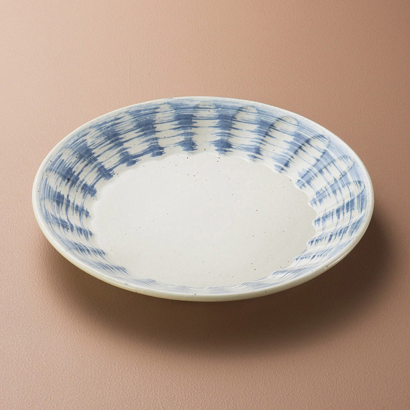 山万 20225-190 しのぎ型青刷毛目 8.0皿 1個（ご注文単位1個）【直送品】