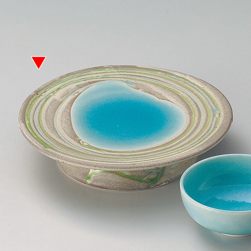 山万 20809-140 湖水青白高台皿 1個(ご注文単位1個)【直送品】