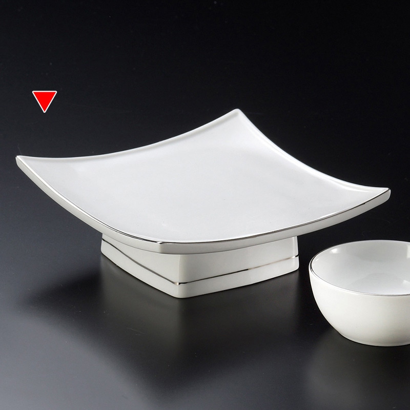 山万 20805-140 渕プラチナ白釉正角高台向付 1個(ご注文単位1個)【直送品】