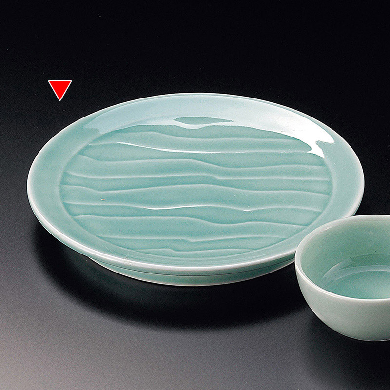 山万 20823-170 深海青地波彫6.3天皿 1個(ご注文単位1個)【直送品】