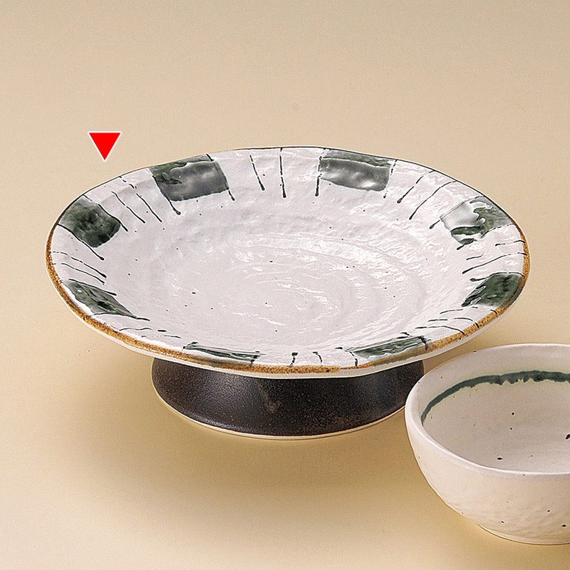 山万 20907-250 織部十草高台皿 1個(ご注文単位1個)【直送品】