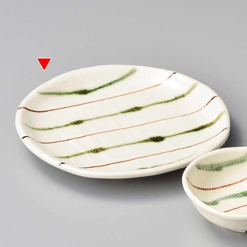山万 20829-580 二色ストライプ天皿 1個(ご注文単位1個)【直送品】