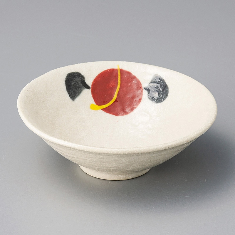 山万 21303-470 染付赤絵丸紋平小鉢  1個（ご注文単位1個）【直送品】