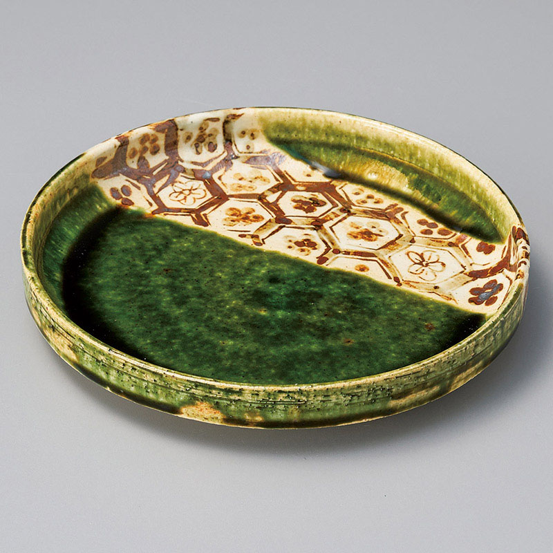 山万 21403-510 織部亀甲切立和皿  1個（ご注文単位1個）【直送品】