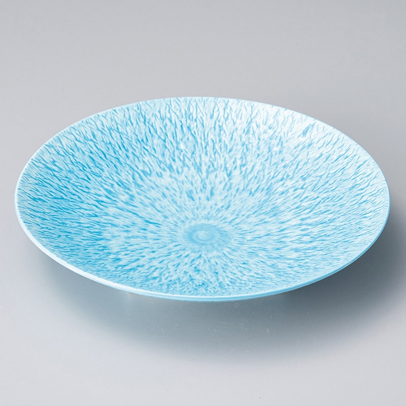 山万 21501-250 水色トチリ大丸皿 1個(ご注文単位1個)【直送品】