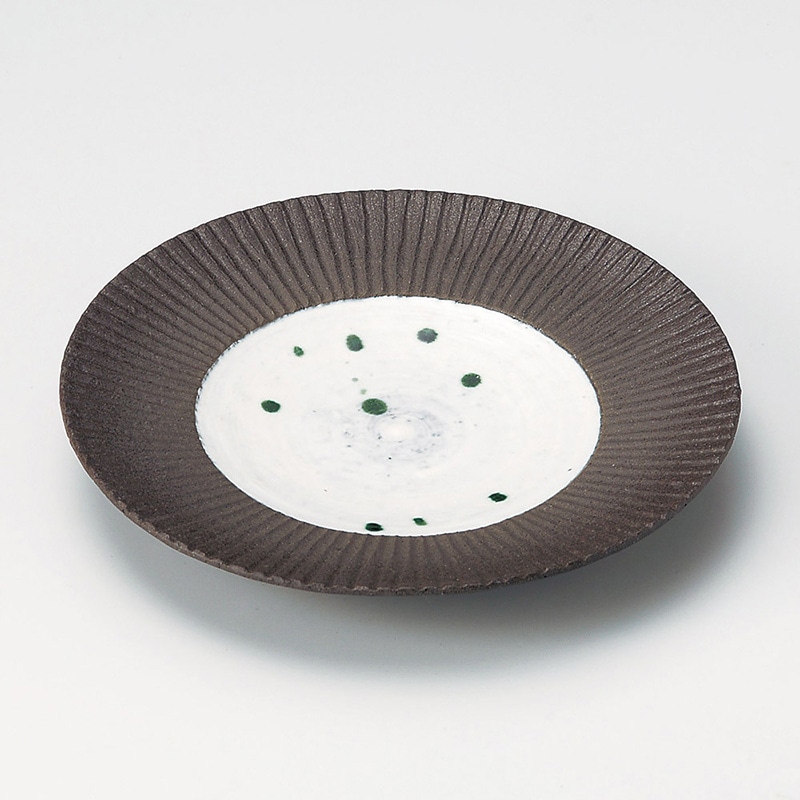 山万 21524-140 炭化土織部とばし7.5皿 1個(ご注文単位1個)【直送品】