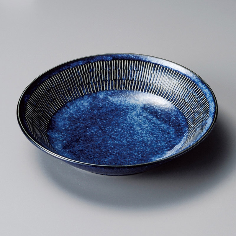 山万 21815-190 窯変紺トチリ21.5c深プレー 1個(ご注文単位1個)【直送品】