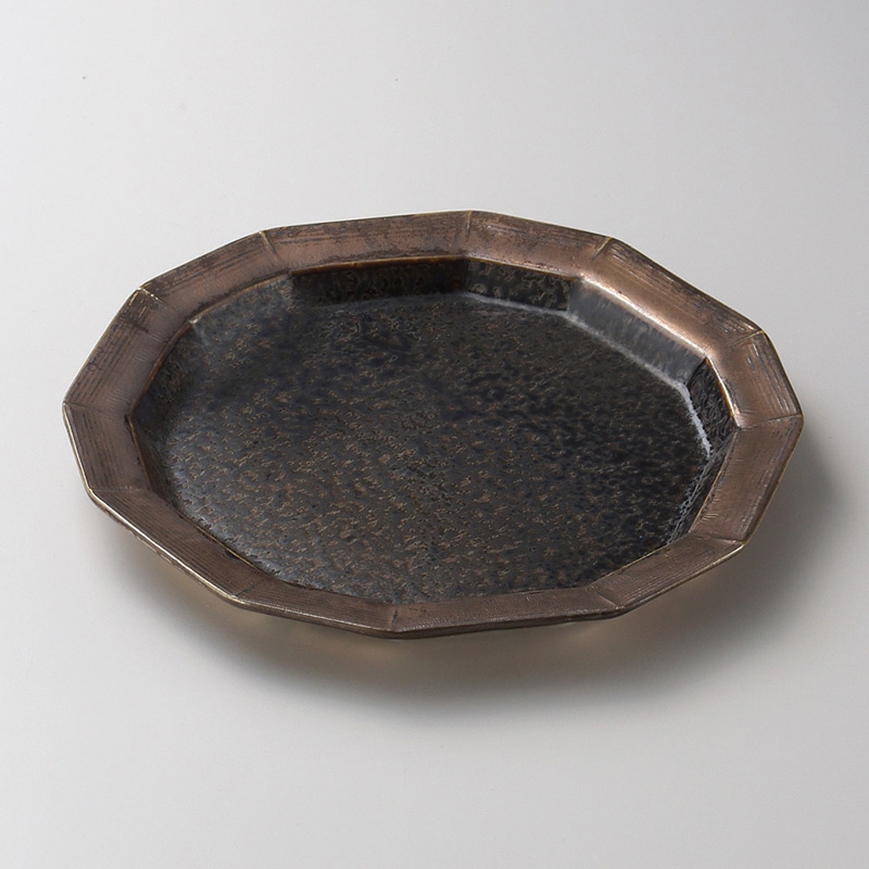 山万 21616-450 孔雀金流し12角7寸皿 1個(ご注文単位1個)【直送品】