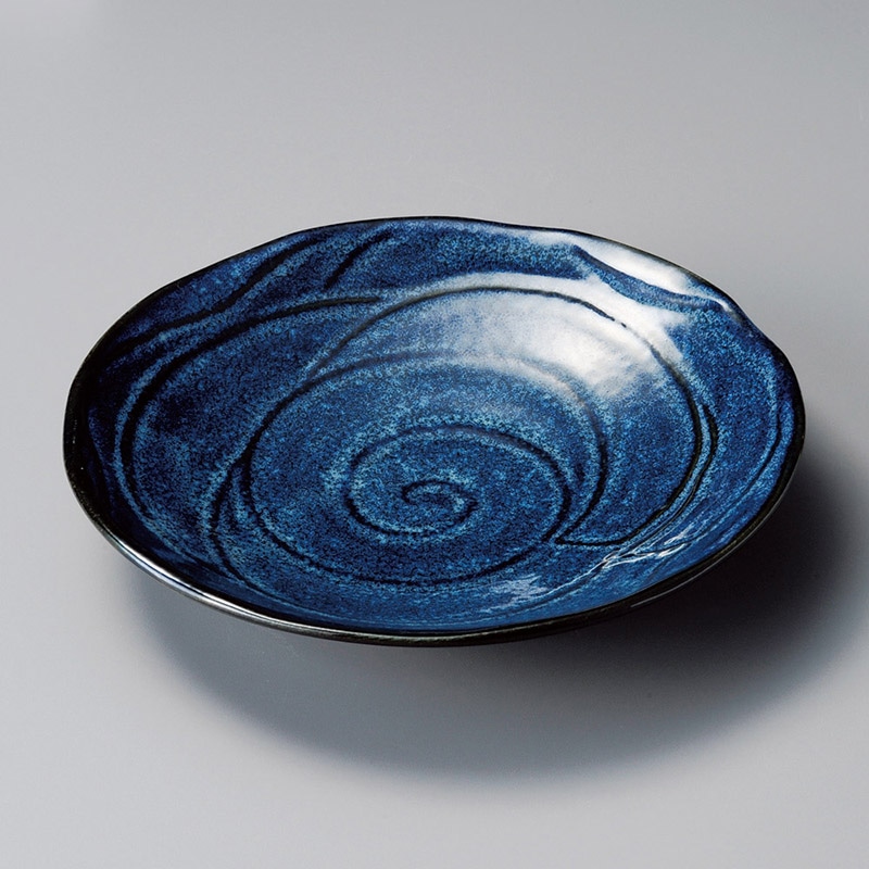 山万 21917-100 花紺土風型70深皿 1個(ご注文単位1個)【直送品】