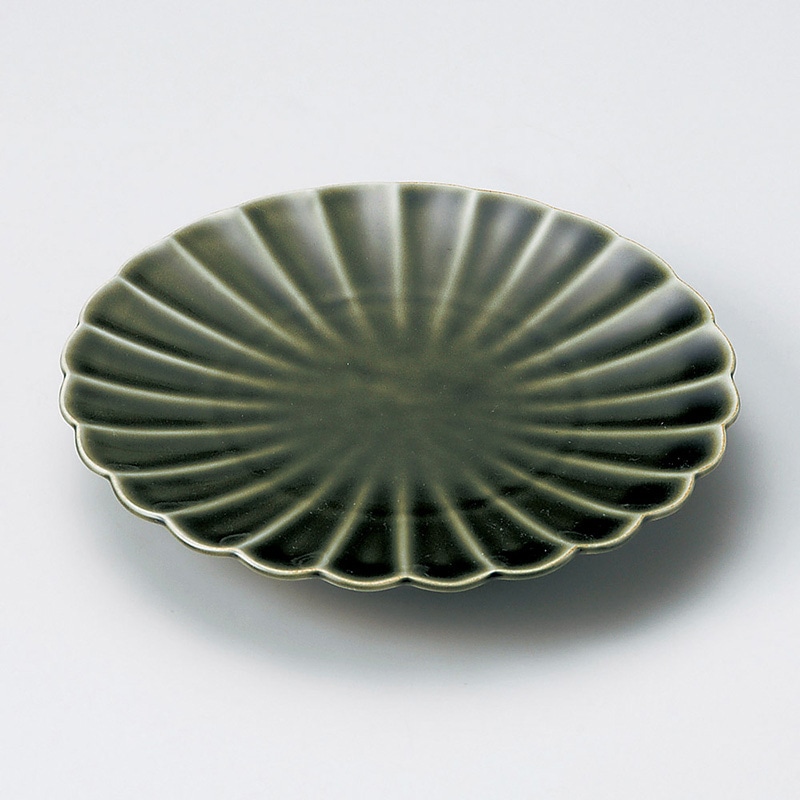 山万 22009-580 織部菊型天皿 1個(ご注文単位1個)【直送品】