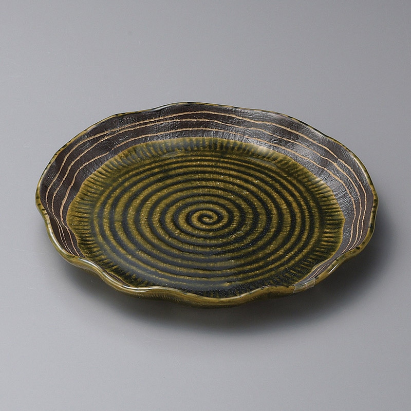 山万 22107-570 織部ライン波型7.0皿 1個(ご注文単位1個)【直送品】
