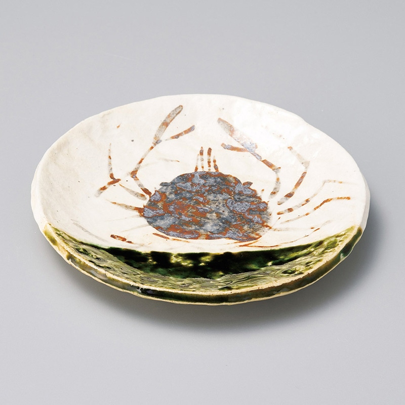 山万 22004-140 織部掛かに絵6.0皿 1個(ご注文単位1個)【直送品】