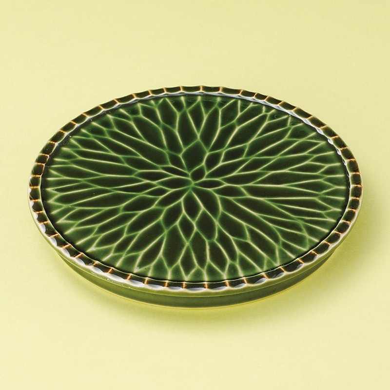山万 22018-140 織部花彫17.5cm皿 1個(ご注文単位1個)【直送品】