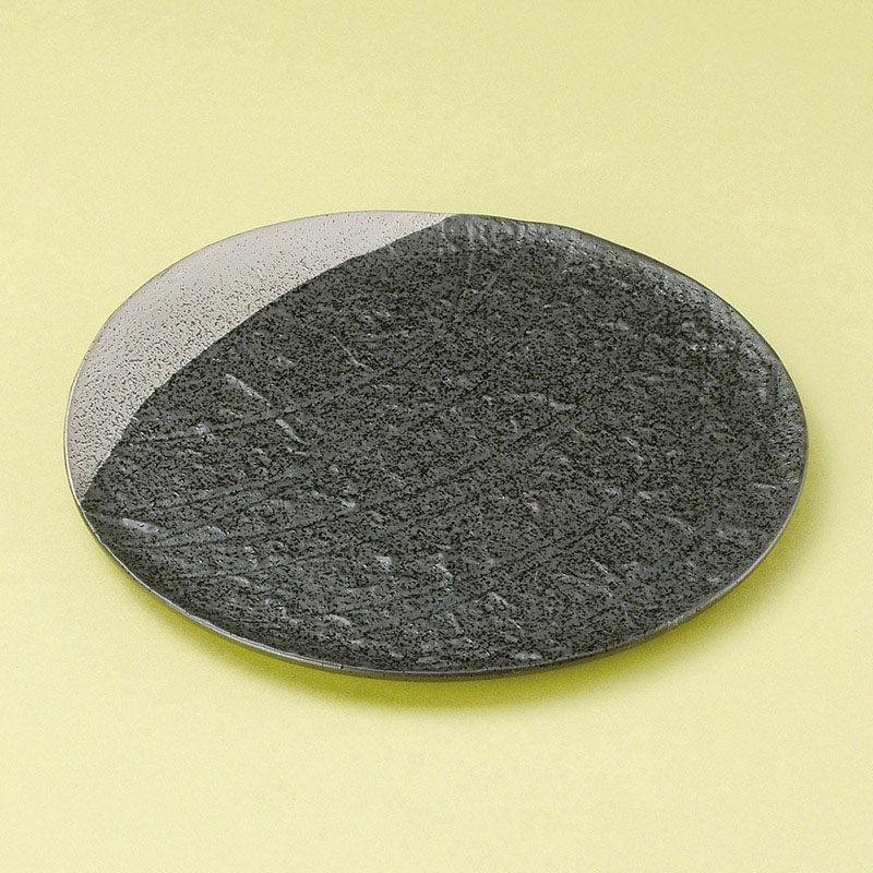 山万 22011-170 黒結晶プラチナ満月皿 1個(ご注文単位1個)【直送品】