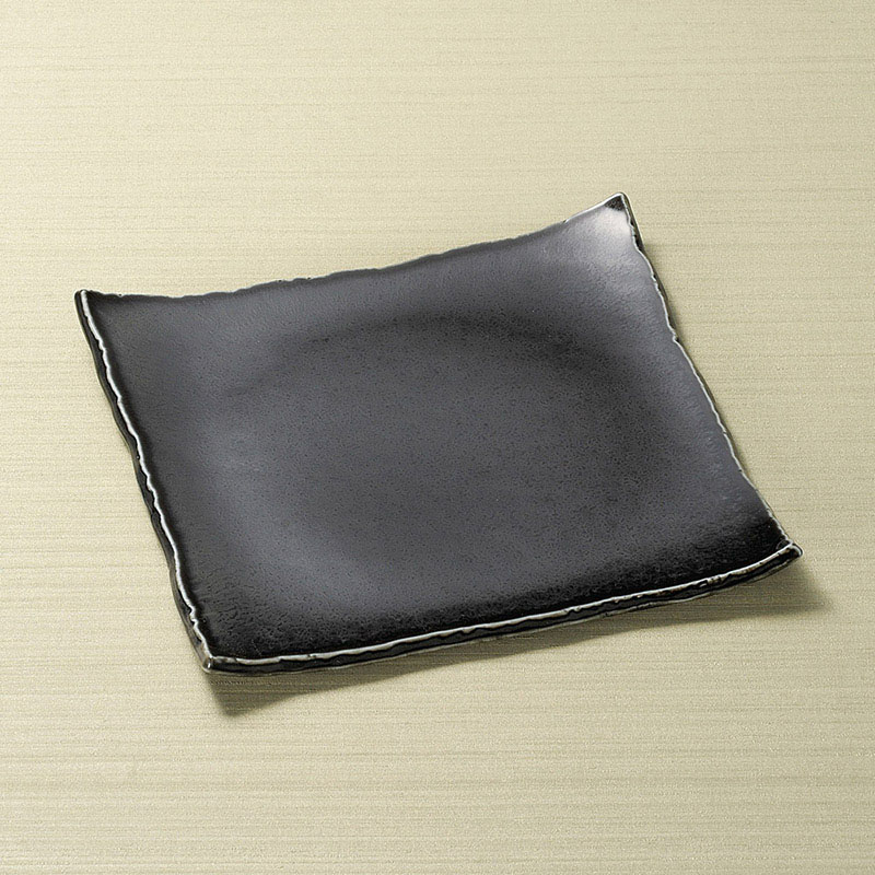 山万 23216-460 銀黒ちぎり正角皿  1個（ご注文単位1個）【直送品】