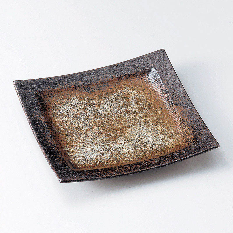 山万 23223-230 黒千段角皿(大)  1個（ご注文単位1個）【直送品】